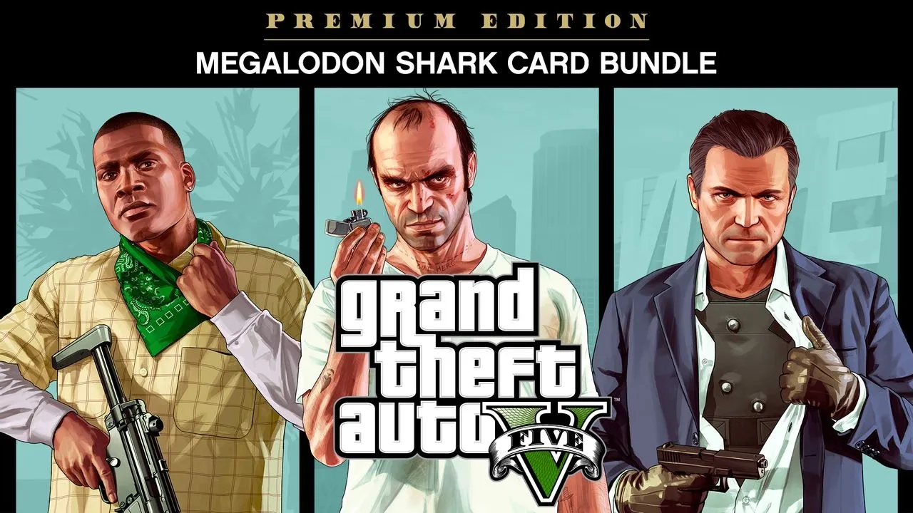 Grand Theft Auto V (GTA V): Premium Edition &  Megalodon Shark Card Bundle